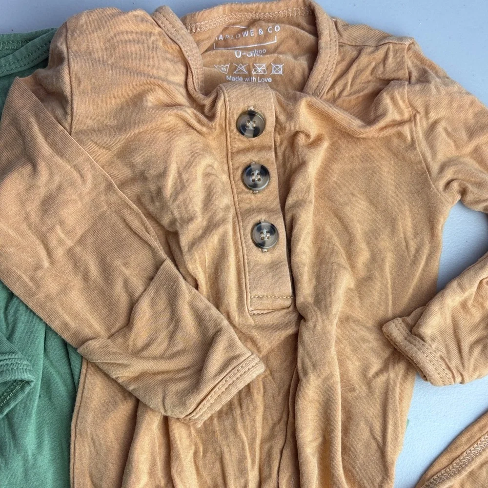 Like New Lot Bundle Set of Three Long Sleeve Bamboo Kimono Pajamas Earth Tones